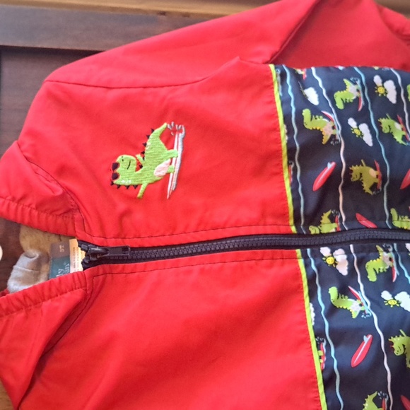 Lily & Dan size 3T boys red and blue dinosaur hooded spring jacket - Picture 3 of 4